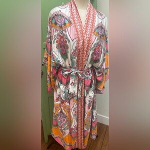 Rachel Zoe Pink and Orange Floral Robe
